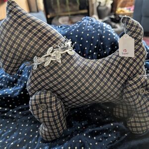 Plaid Fabric Dog Home Accent